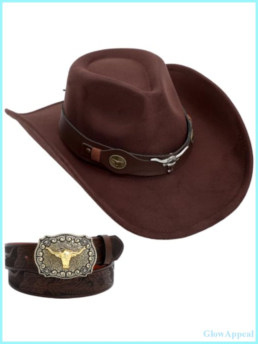 Suede Cowboy Hat with Matching Leather Belt